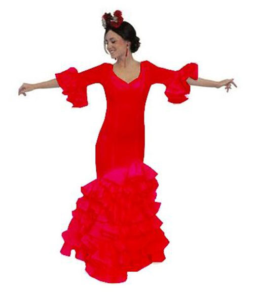 Traje de Flamenca Liso Rojo. Ana